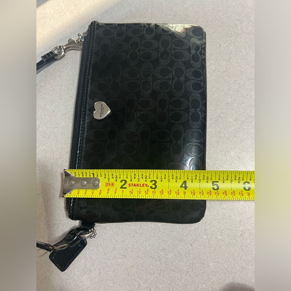 Black Leather Coach Wristlet - Picture 8 of 9